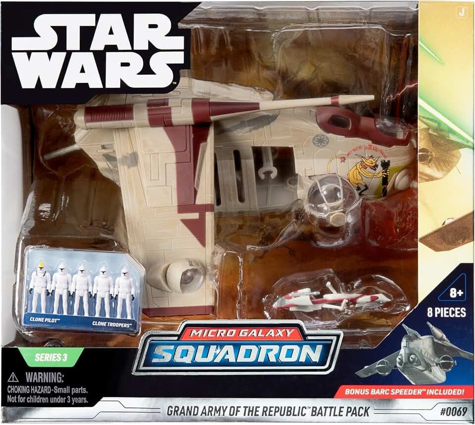Star Wars Micro Galaxy Squadron - SWJ0100 - Grand Army of the Republic Battle Pack – 20cm großes Fahrzeug mit BARC Speeder und 5 Micro-Figuren als Zubehör