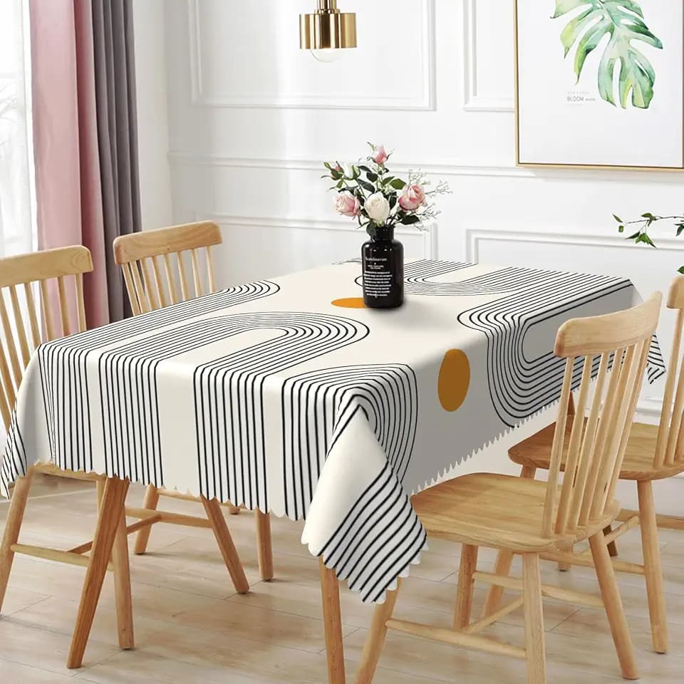 54x78inches Boho Mid Century Tablecloth Minimalist Abstract Arch Simple Sun Modern Art Table Cloth Washable and Reusable Fabric Table Cover for Kitchen Dining Living Room Home Decoration