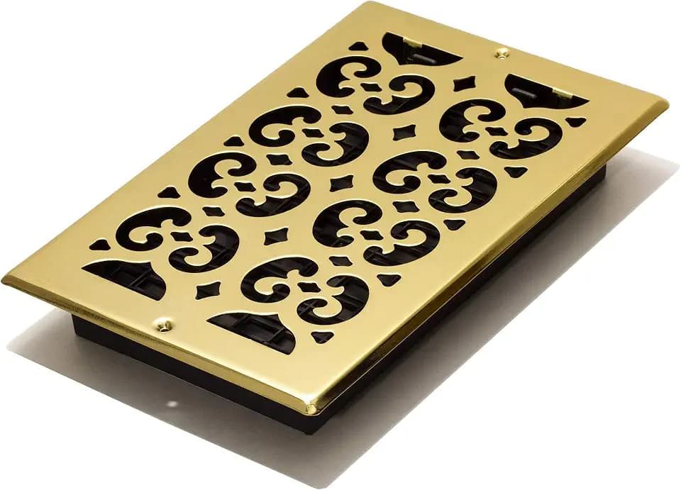 Decor Grates SP610W Scroll Design Wall/Ceiling Register, 6x10 Inches,Brass Finish