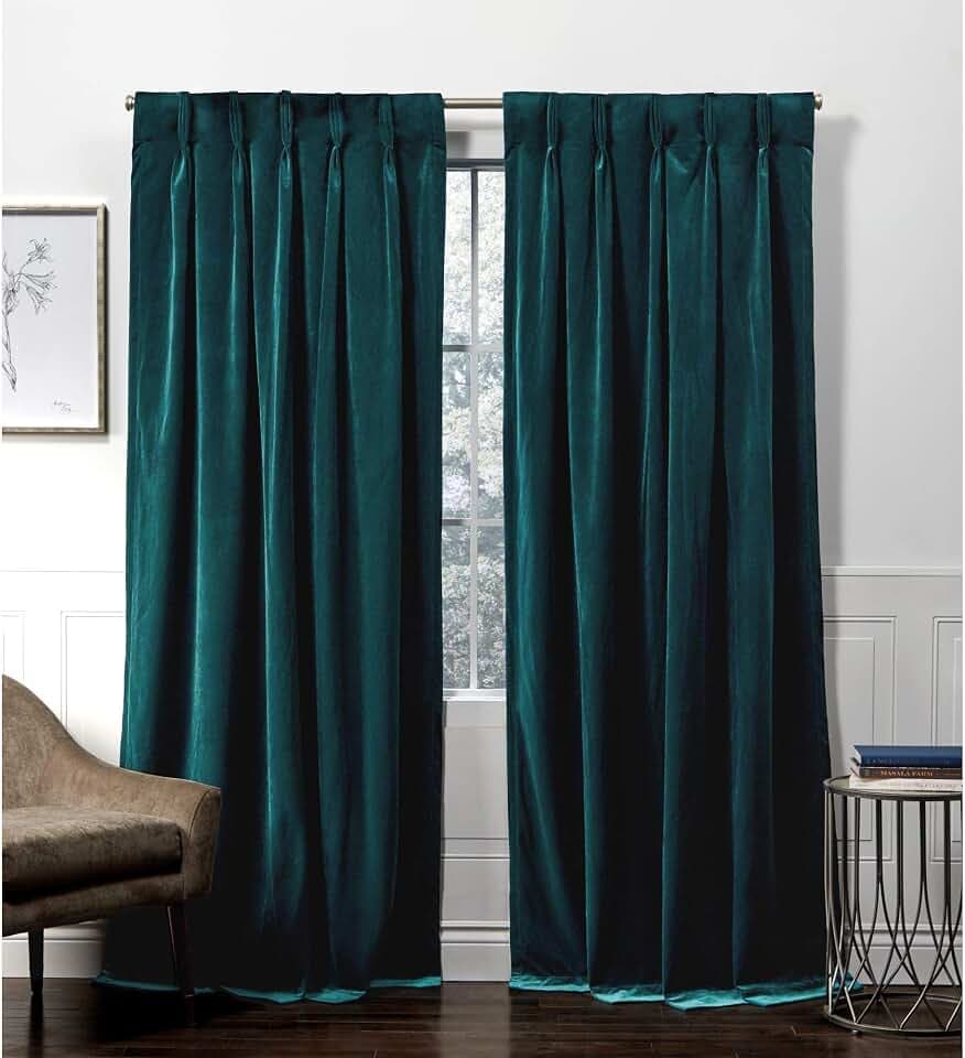 Exclusive Home Curtains Velvet Hidden Tab Top Curtain Panel, 52x96, Teal, 2 Panels