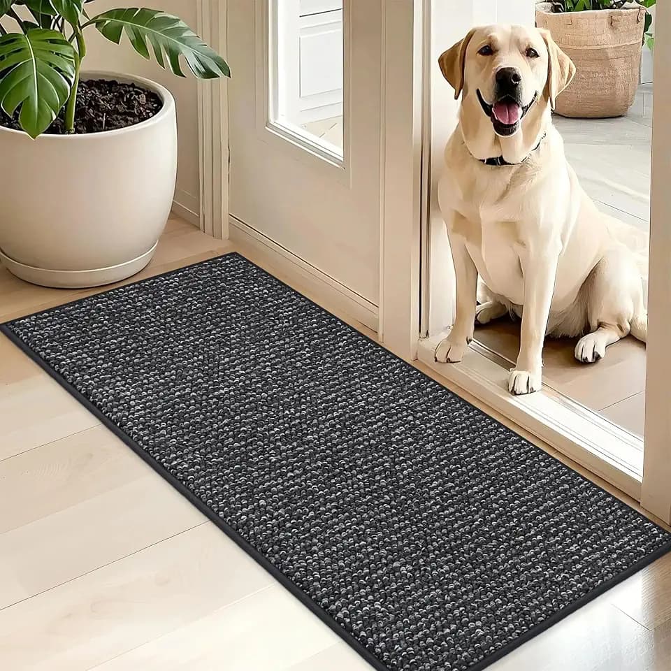 BEQHAUSE Dirt Trapper Door Mat 20"x48", Non-Slip Washable Doormat, Charcoal