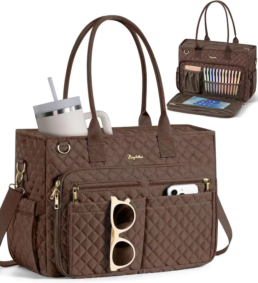 Bagstellar Teacher Tote Bag for Women, 15.6" Laptop Work Tote Computer Bag
