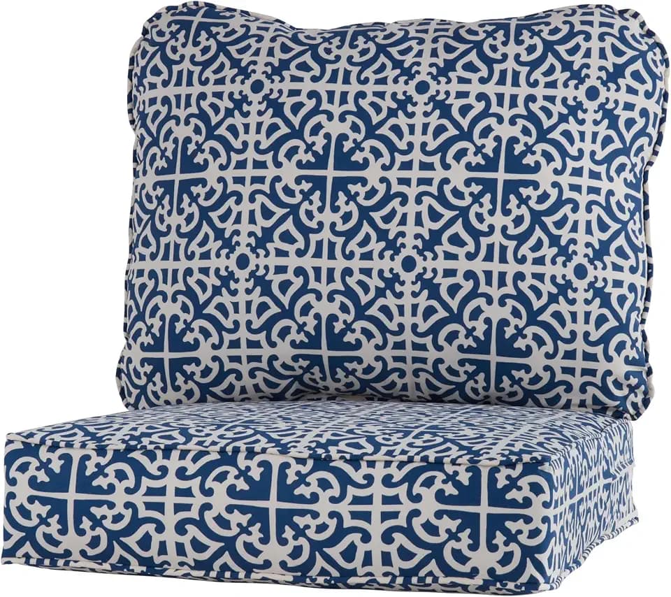 Greendale Home Fashions Outdoor Reversible 2-Piece Deep Seat Cushion Set, Azure