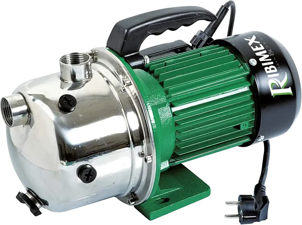 Ribimex Oberflächenpumpe, selbstansaugend, JET Edelstahl, Motor 970 W, Förderleistung 2700 l/h, 4 bar, Förderhöhe 40 m, Saugleistung bis 7 m, Gehäuse aus Edelstahl, ideal für Bewässerung und