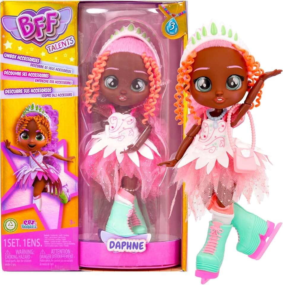 BFF BY CRY BABIES S3 Daphne - Sammelbare Fashion-Puppe mit Langen Haaren, Stoffkleidung und 9 Zubehörteilen, ideal für Mädchen und Kinder ab 3 Jahren