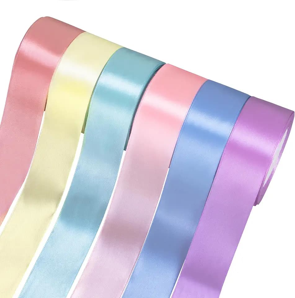 Geschenkband Pastell 40mm Satinband Schleifenband Polyester Bänder zum Basteln Dekoband für Hochzeit Geburtstag DIY Geschenkverpackung (Pastell Serie)