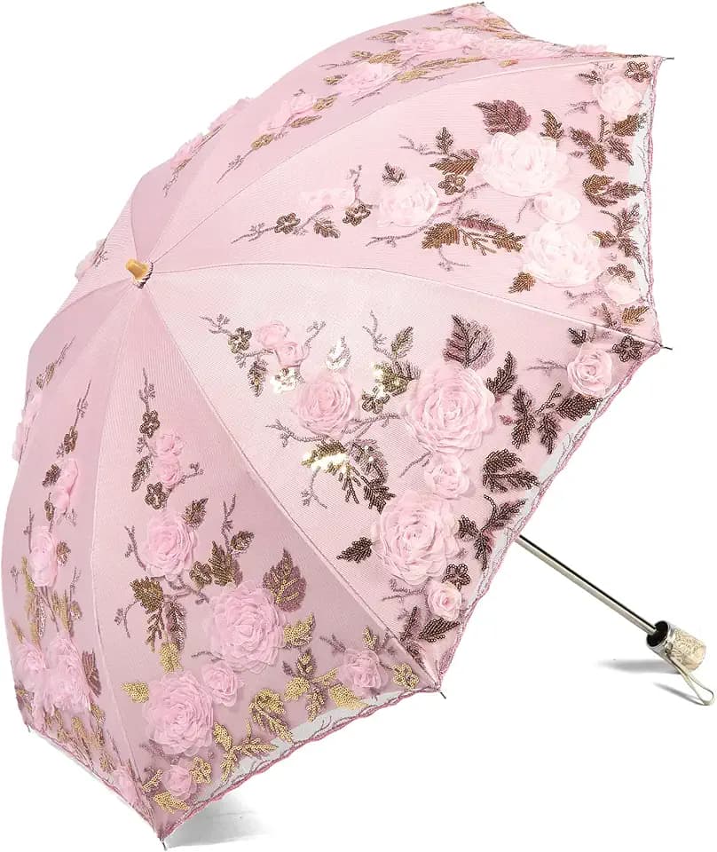LCY Damen Sonnenschirm Taschenschirm Anti-UV Regenschirm