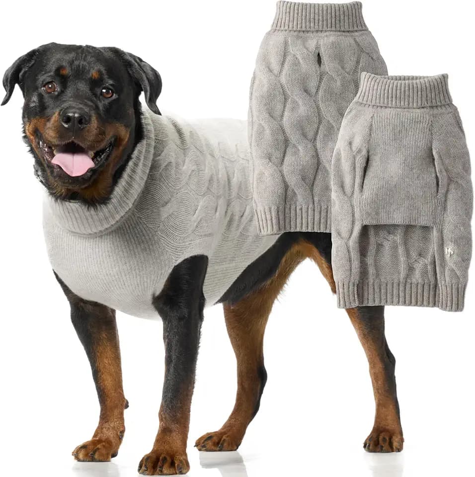 Pet Passion Clark - Dog Sweater Vest, 100% Cashmere, Cashmere Mist, Large