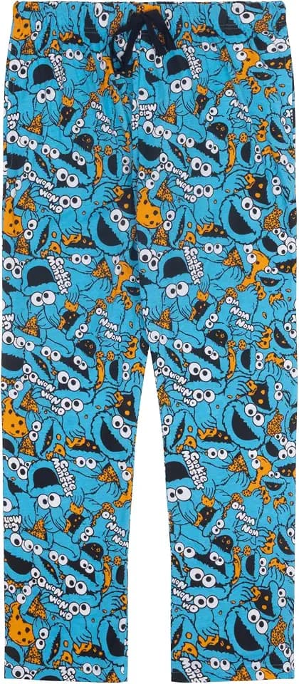 Sesame Street Cookie Monster/Krümelmonster 100% Baumwolle Herren-Schlafanzughose, Cookie Monster, Blau