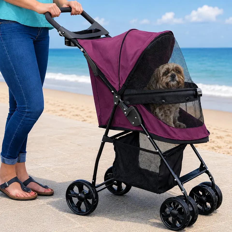 Pet Gear No-Zip Happy Trails Lite Pet Stroller, Dark Cranberry