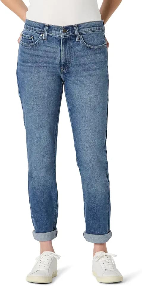 Amazon Essentials Women's Low Stretch Mid-Rise Classic-Roll Boyfriend Crop Jeans