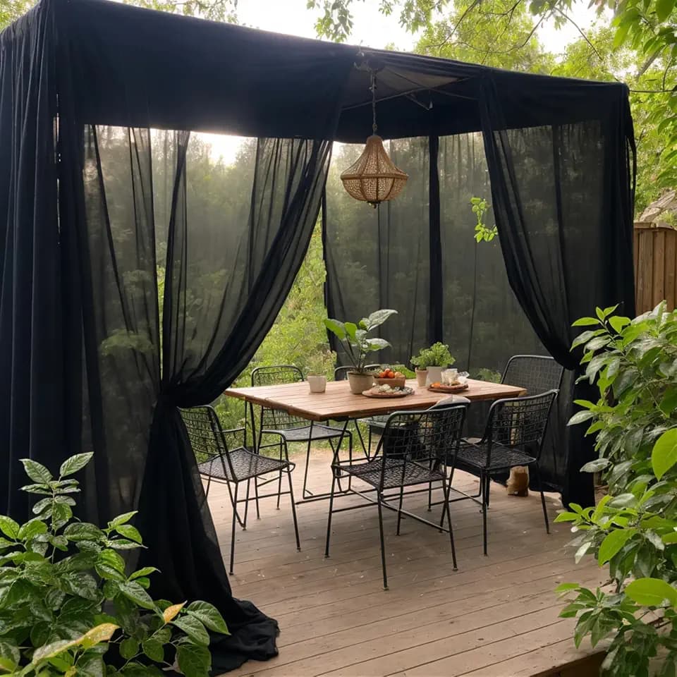 SK Studio Outdoor Curtains for Patio Privacy Mesh Netting Extra Wide