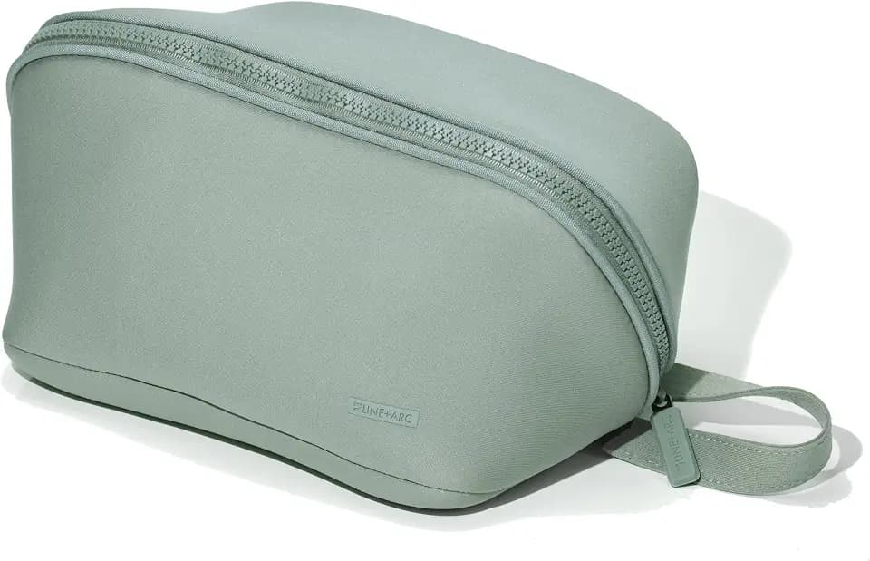 LINE+ARC Machine-Washable Neoprene Toiletry Bag & Dopp Kit, Sage