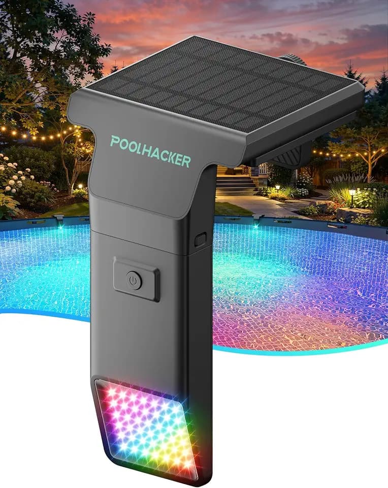 Solar Pool Lights for Inground & Above Ground Pool, 10-Color 4-Mode LED Pool Lights, Underwater Swimming Pool Lights with Timer, Submersible Pool Lights with Remote, Waterproof Design (Black, 1 Pack)