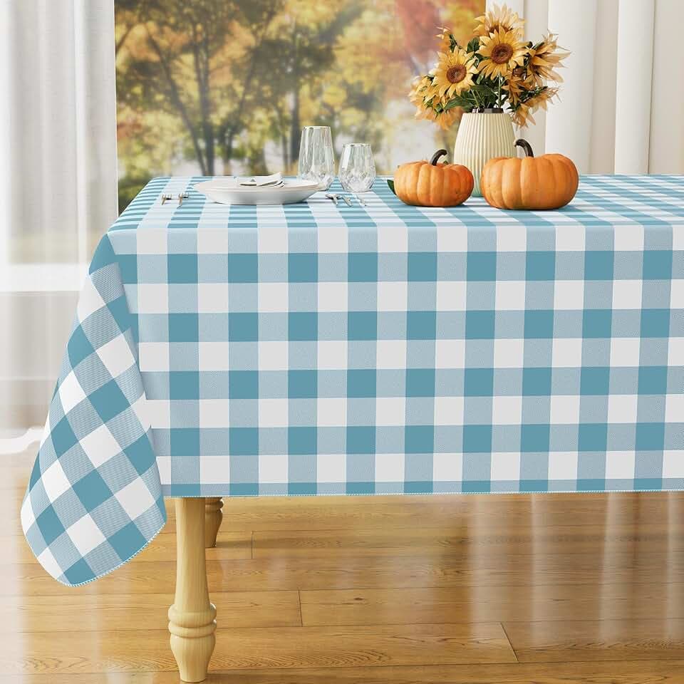 misaya Rectangular Waterproof Vinyl Table Cloth, Flannel Backed Tablecloth