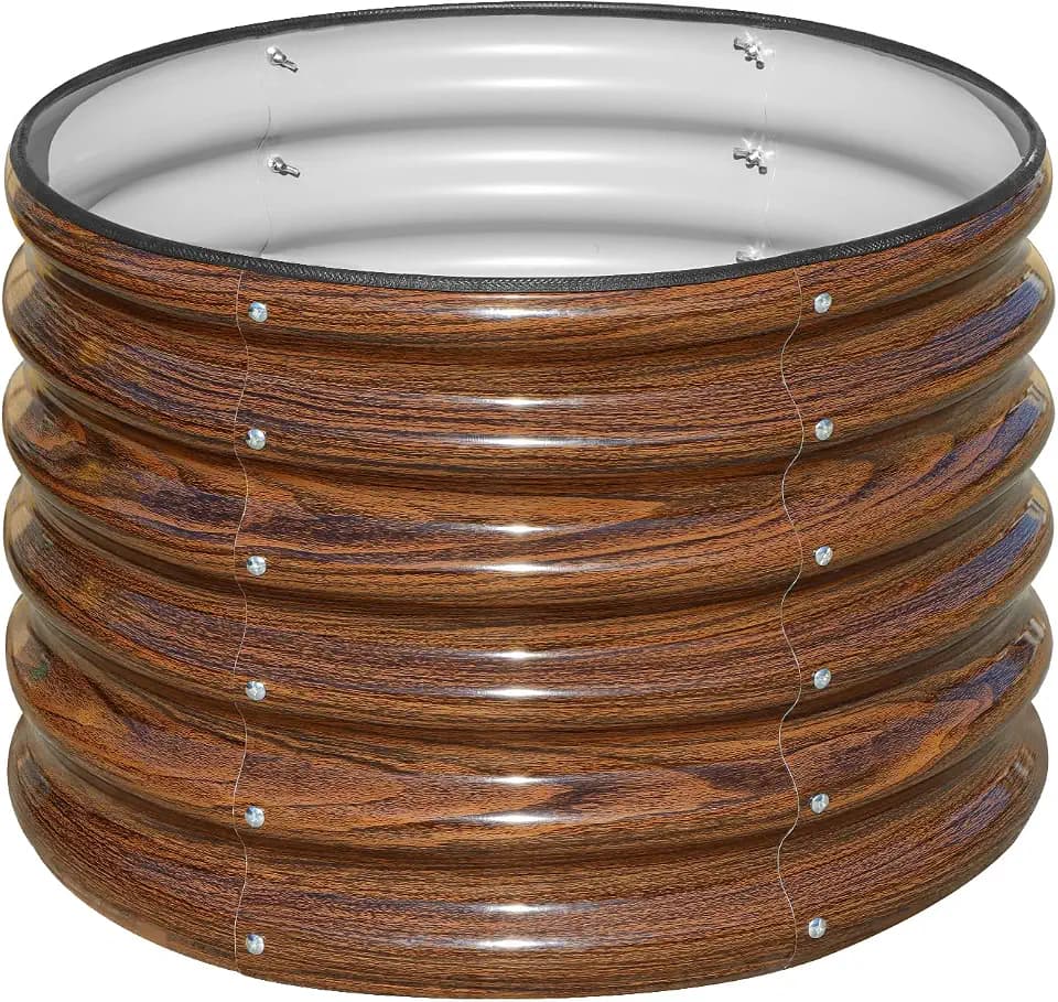 SnugNiture 2×2×1.5 FT Round Raised Garden Bed Outdoor,Brown