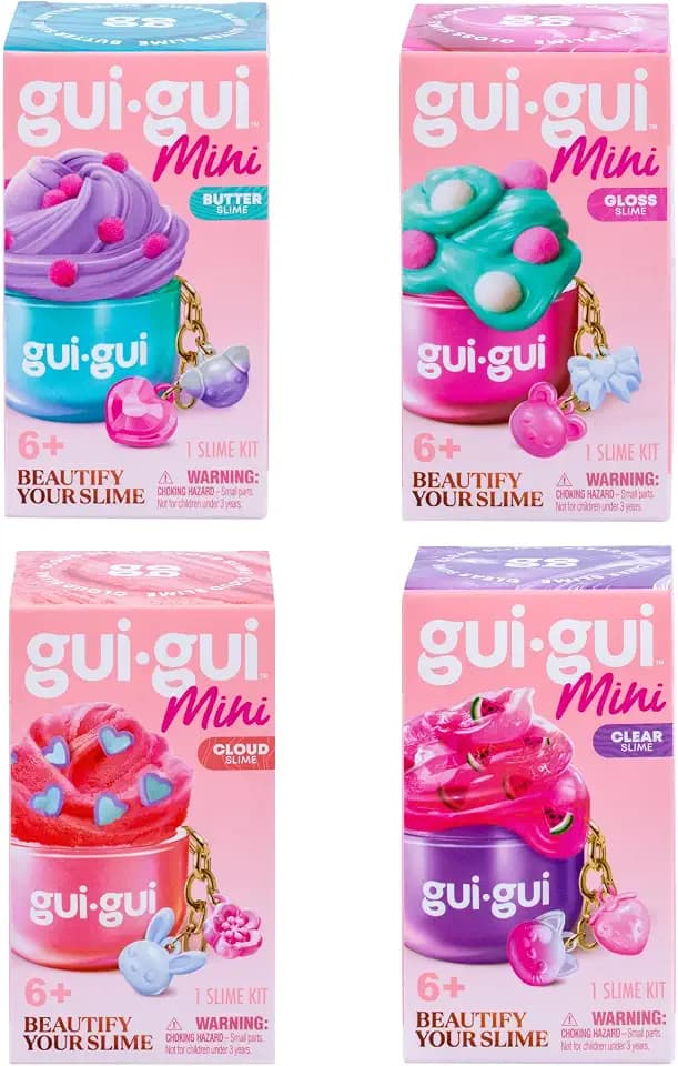 GUI GUI Mini 4-Pack Bundle Slime Kit, Keychain, Scented Slime for Kids 6+
