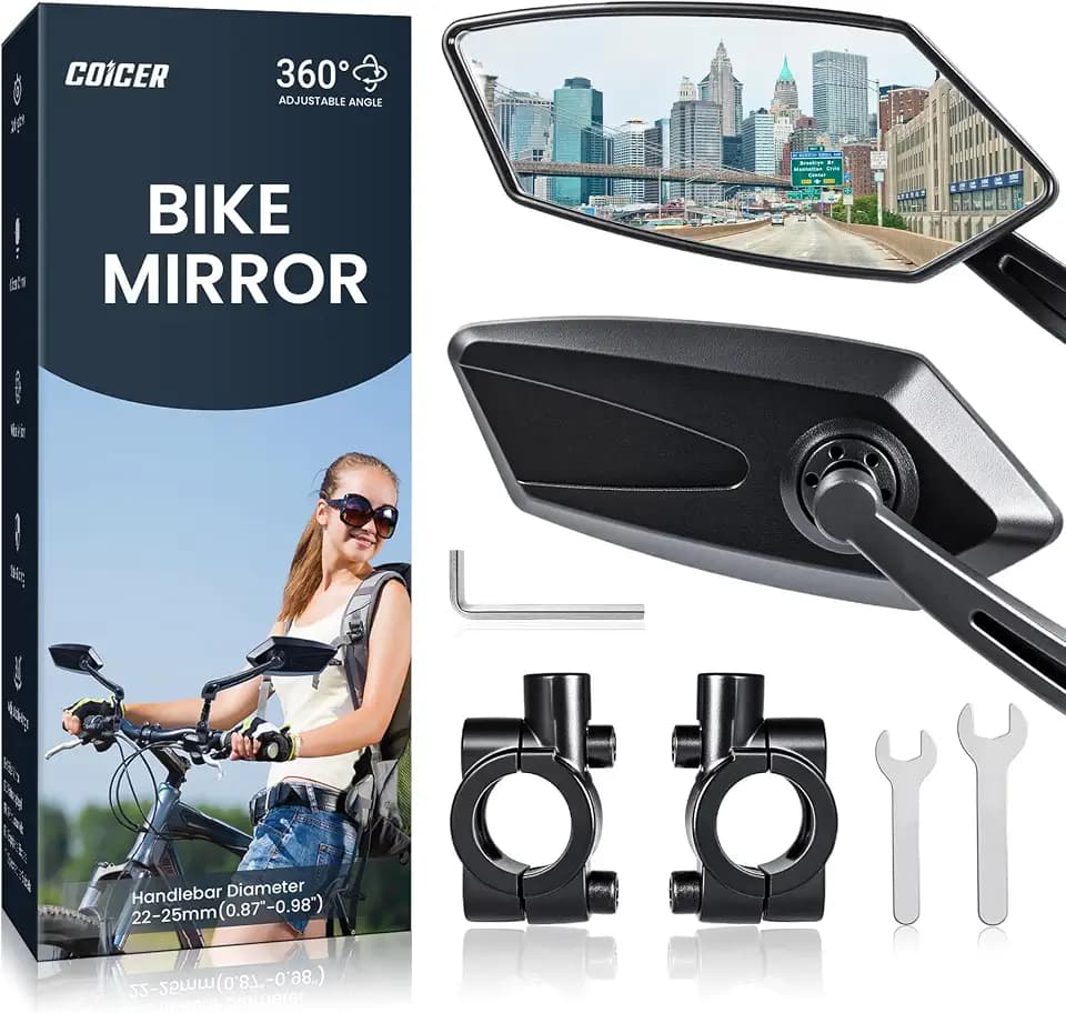 COICER 2pcs Bike Mirror Handlebar Mount, Rear View Mirror Bicycle Mirrors