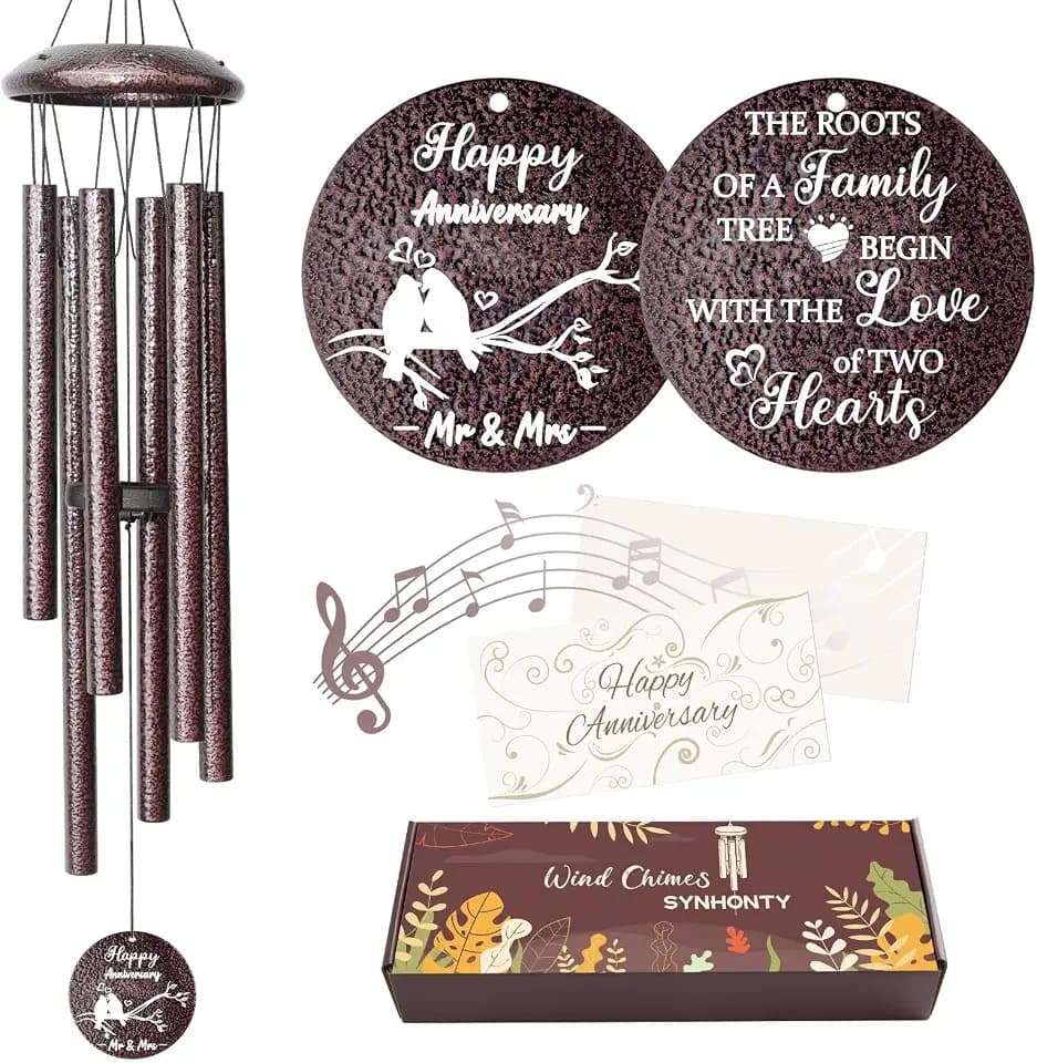 Anniversary Wind Chimes Gifts for Men Women, Happy Anniversary Decorations, 25" Wind Chimes Romantic Gift for Couple, Parents, Wife, Husband, Friends
