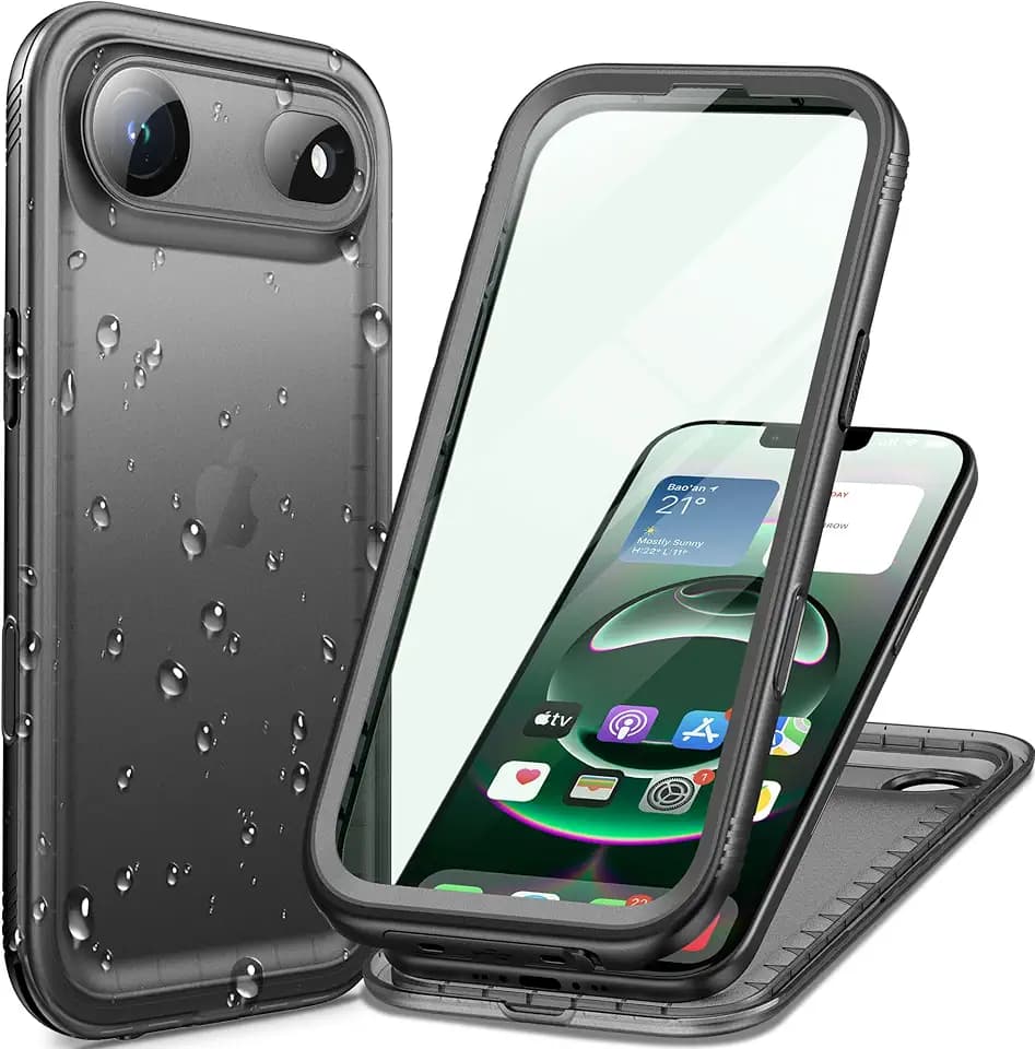 Cozycase for iPhone Air Waterproof Case Military Heavy Duty Full Body Black