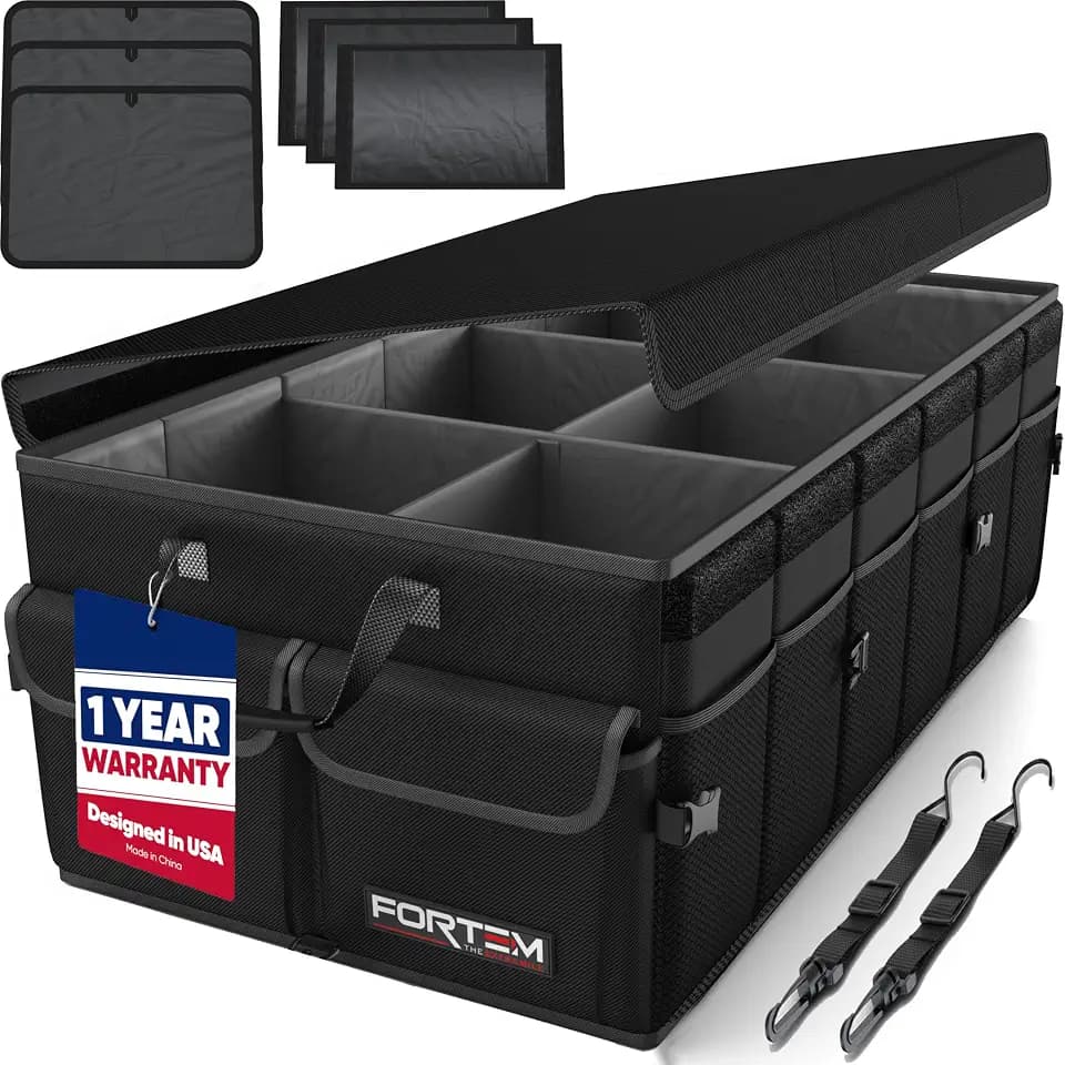 FORTEM Trunk Organizer - Foldable Car Organizer & Storage for SUVs & Trucks