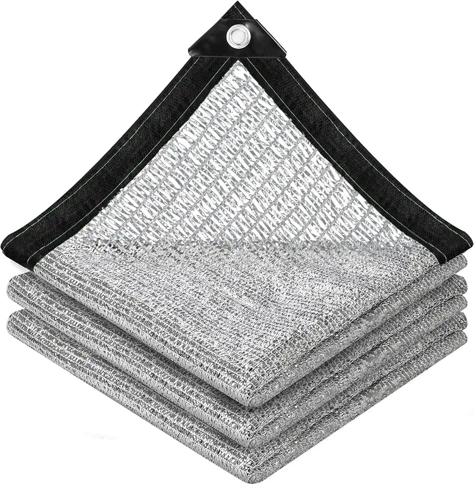 vensovo 50% Reflective Aluminet Shade Cloth with Grommets, 10 x 16 ft