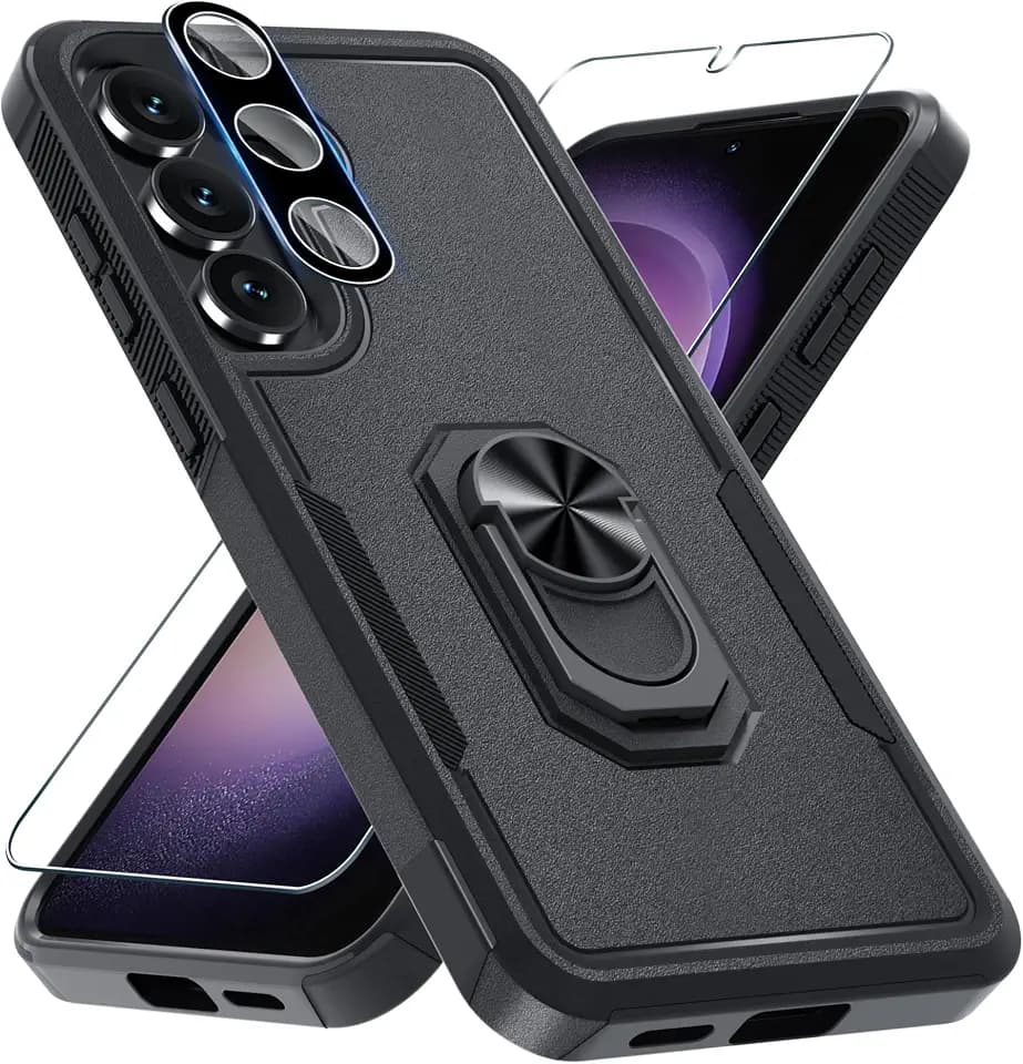 Designed for Samsung Galaxy S25 FE Case Built in Metal Ring Holder
