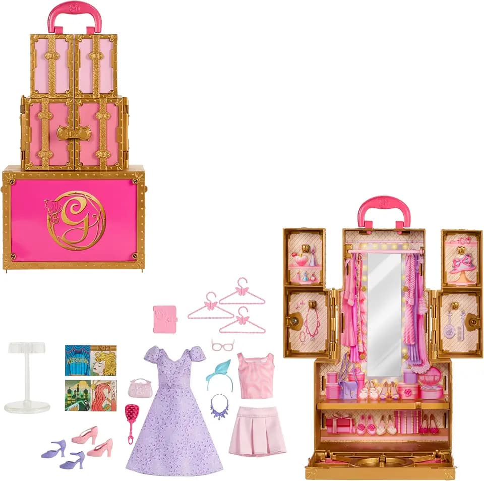 ​Mattel Universal Pictures’ Wicked Glinda’s Glamorous Closet with 2 Unique Looks, Surprises & 13 Accessories, Inspired by the Movie