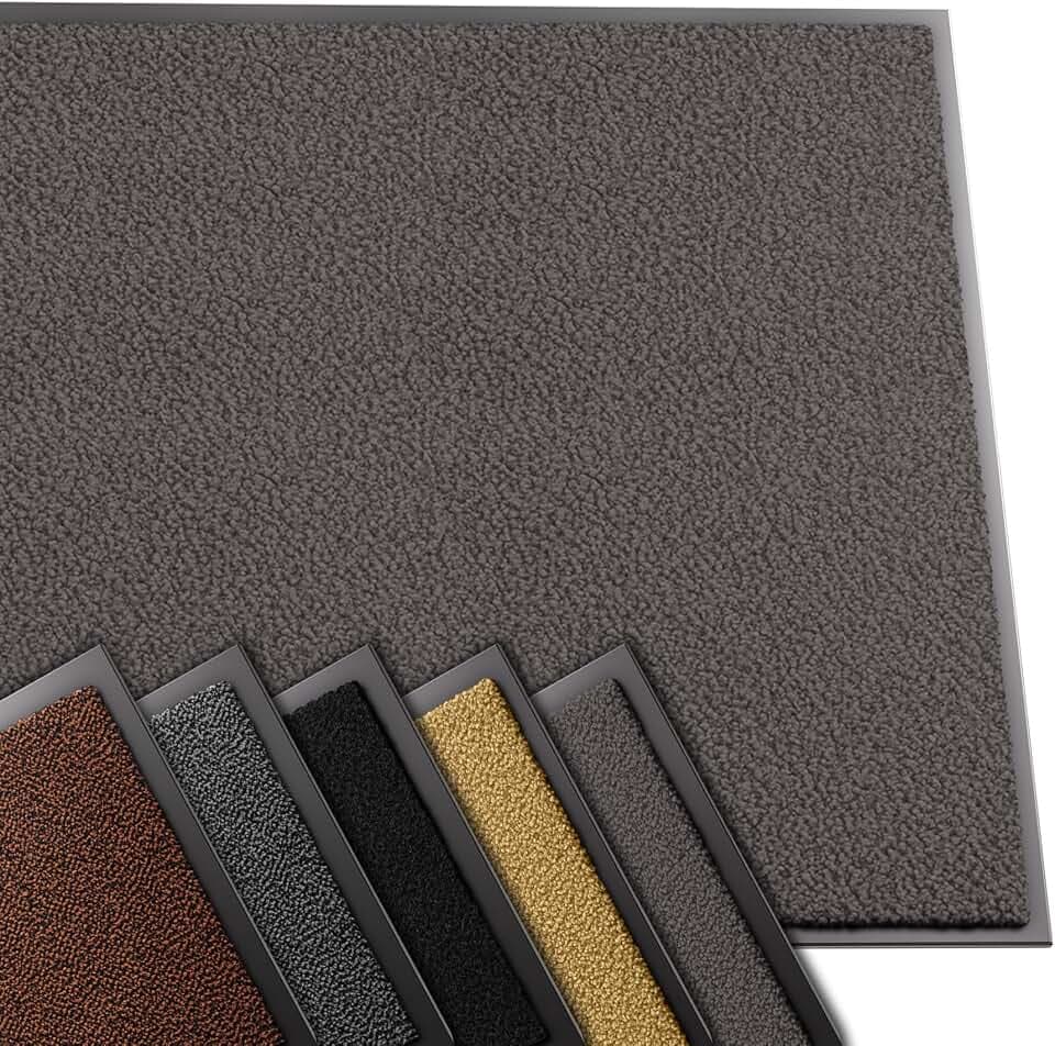 VOUNOT Hochwertige Fußmatte Innen und Außen, Schmutzfangmatte rutschfest,waschbar & wetterfest, Fussmatte für Eingangsbereich & Aussenbereich, Läufer Flur dünn 90x150cm, Anthracite