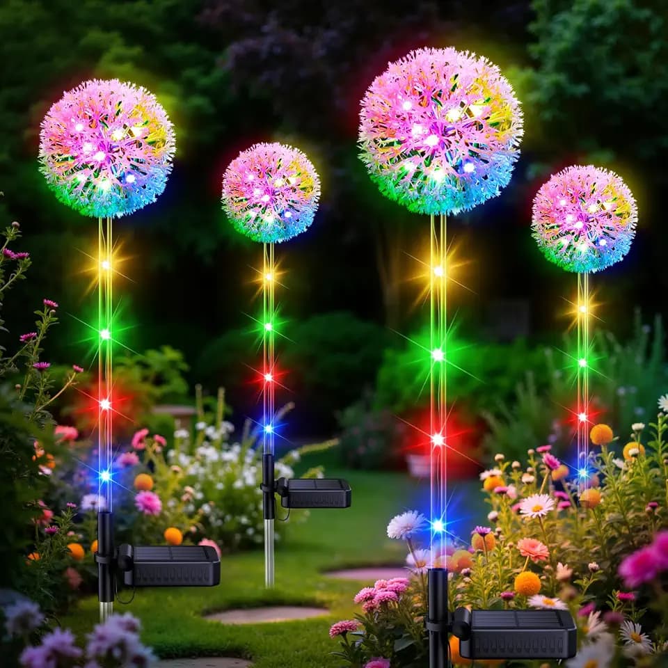 Solar Garden Lights Outdoor Waterproof Dandelion Flower Yard Decorations