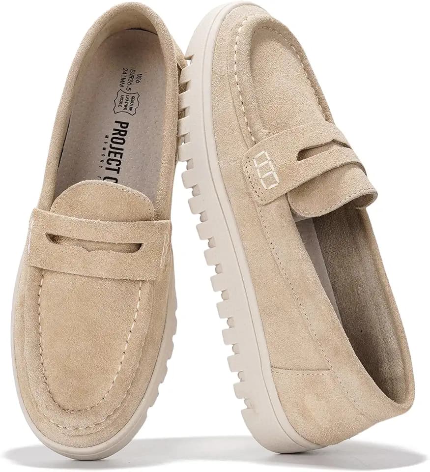 100% Genuine Leather Slip-on Loafers for Women Casual Moccasins Women Shoes