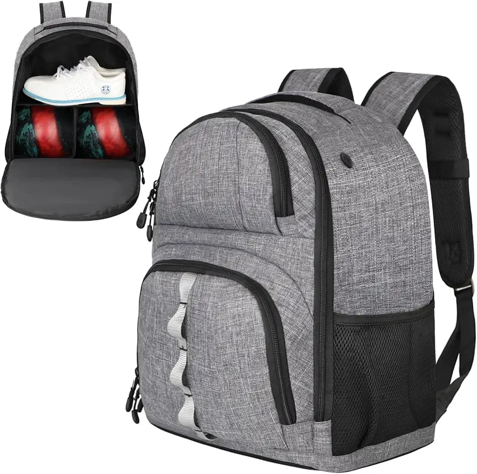 Goloni 2 Ball Bowling Backpack,Bowling Ball Bag with Shoe Compartment & Portective Foam Padded, Fits Shoes Up to US Size 16