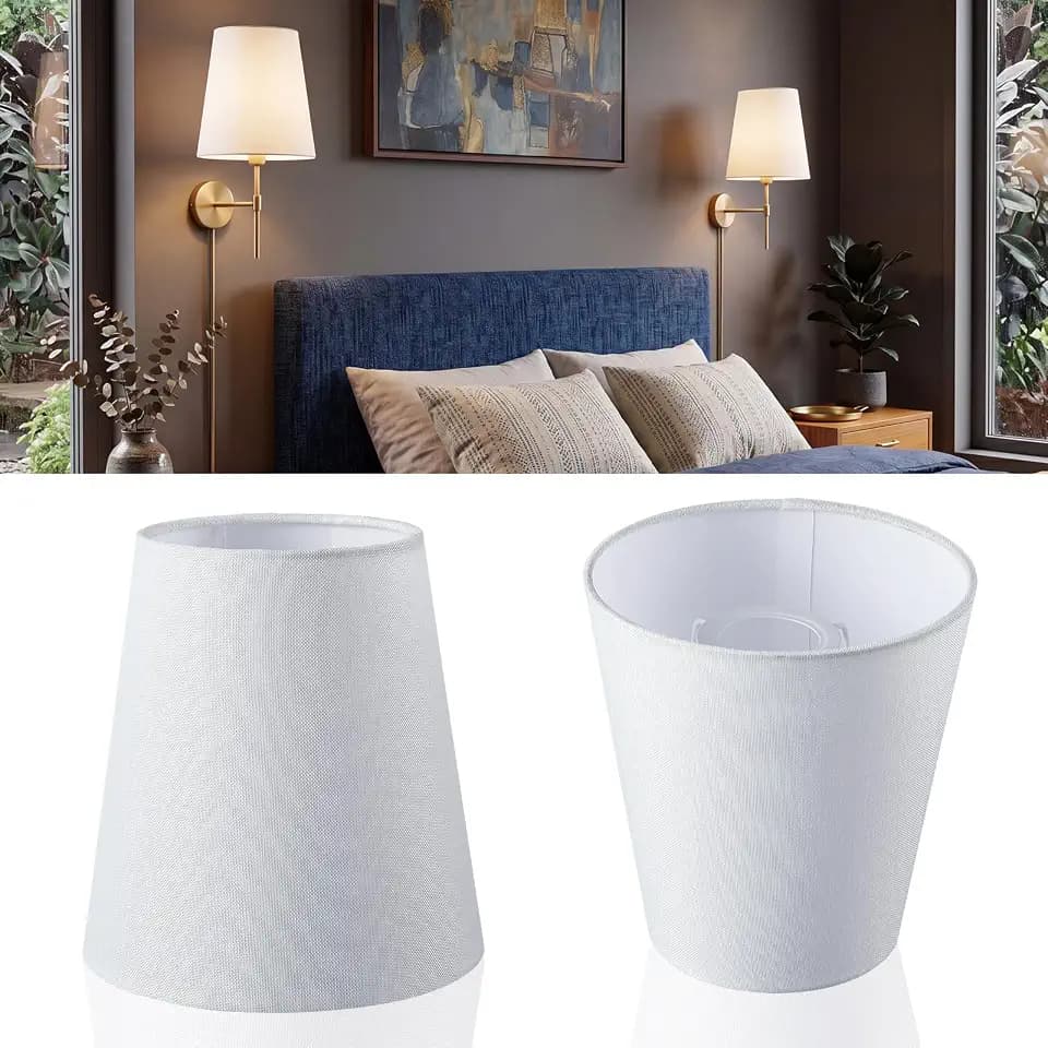 Teenyyou White Linen Empire Lamp Shades Set of 2, 4.3" T x 6.3" B x 6.7" H
