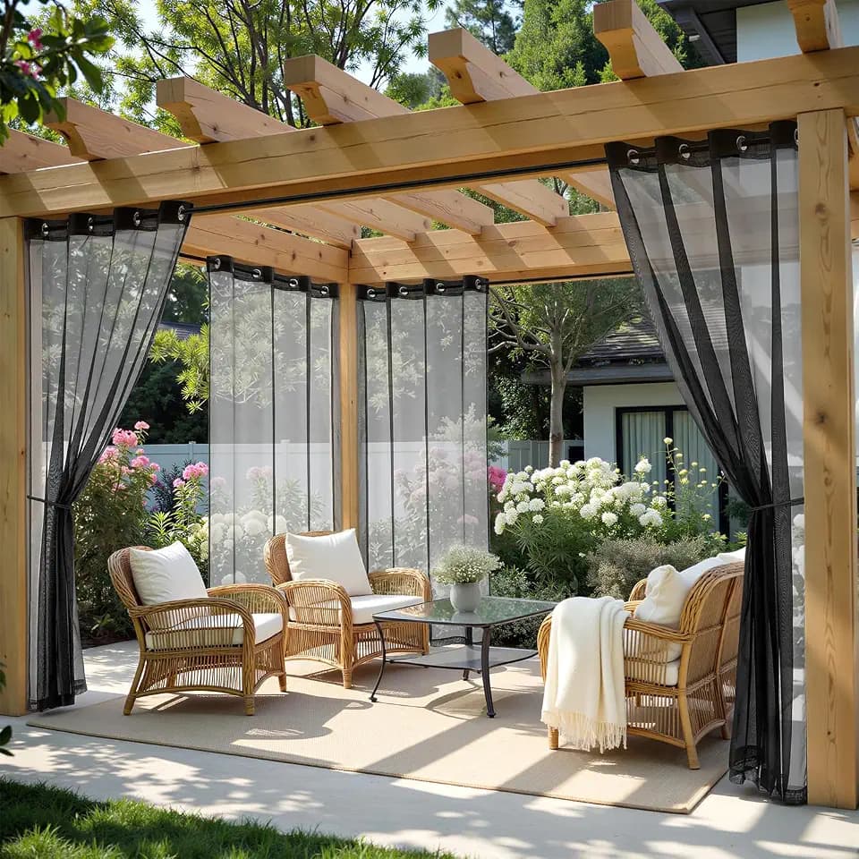 MIULEE Black Outdoor Curtain for Patio Waterproof 4 Panels 54 x 90 Inch
