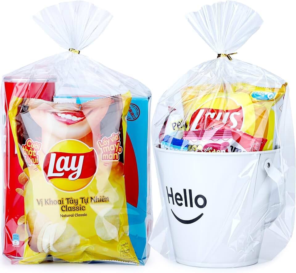 Voikinfo Clear Bottom Gusset Bags 50Pcs 11X14 Cellophane Plastic Gift Bag