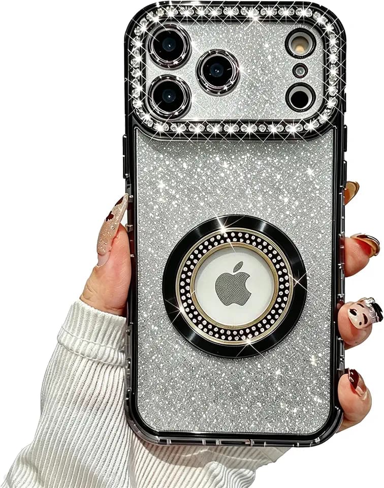 Losin for iPhone 18 Pro Max/17 Pro Max Magnetic Glitter Diamond Case,Black