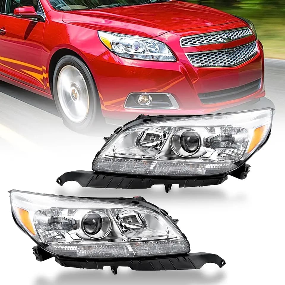 Headlight Assembly Compatible with Chevy Malibu 2013 2014 2015 Projector 2016 Limited Replacement Halogen Headlamp Projector Driver and Passenger Side