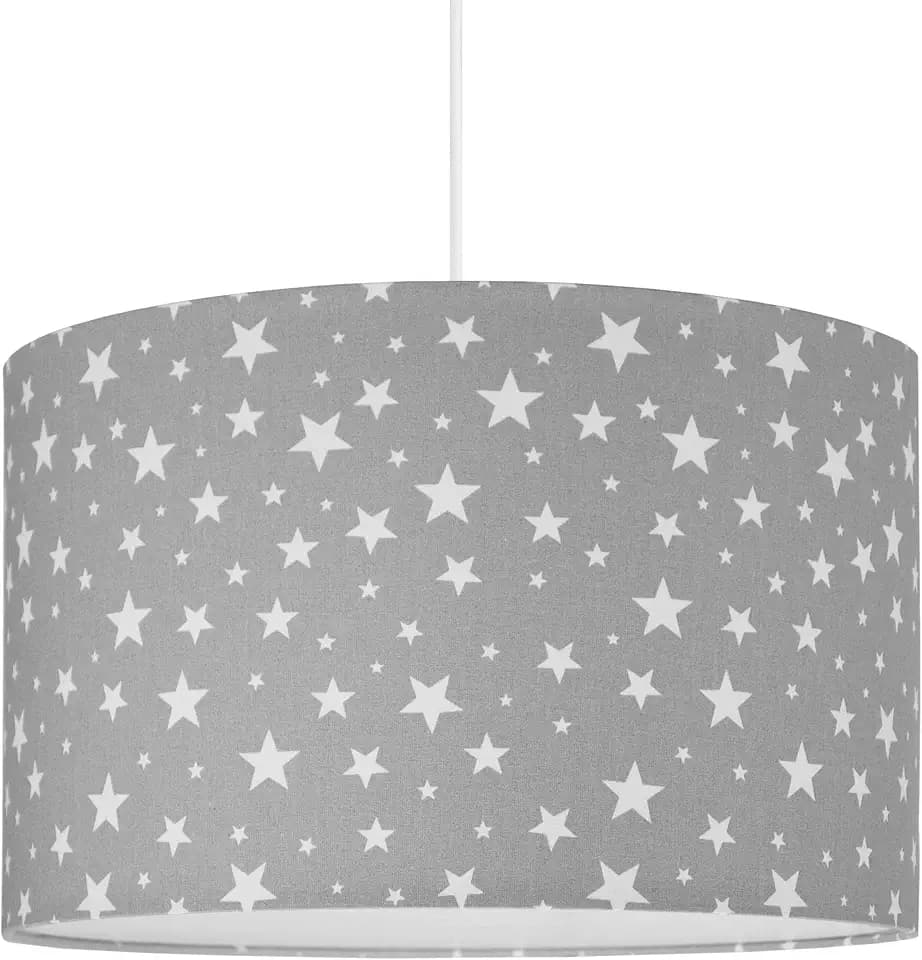 Hängeleuchte aus Baumwollstoff, Pendellampe 2xE27, extra Lichtdiffusor, Ø38cm Stofflampenschirm, Pendelleuchte für Kinderzimmer und Babyzimmer, komplette Deckenlampe, hergestellt in der EU