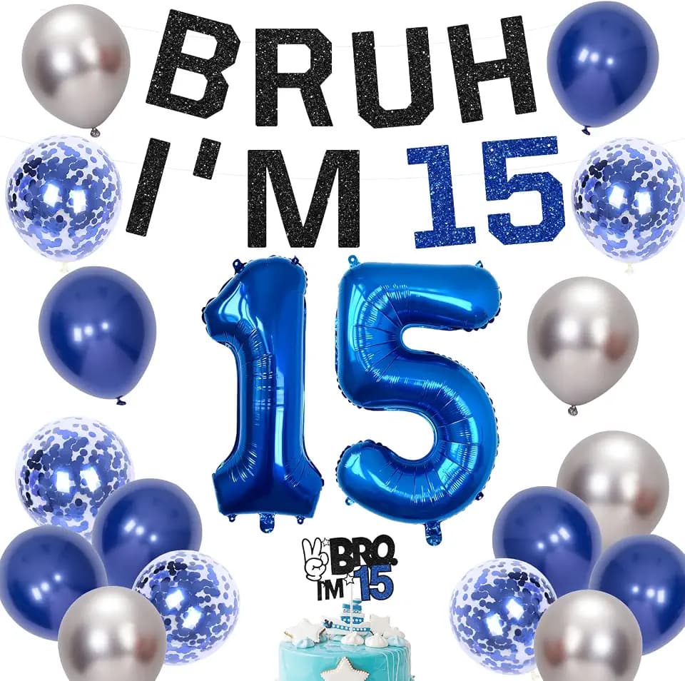 15th Birthday Decorations for Boys Blue Black Party Decorations