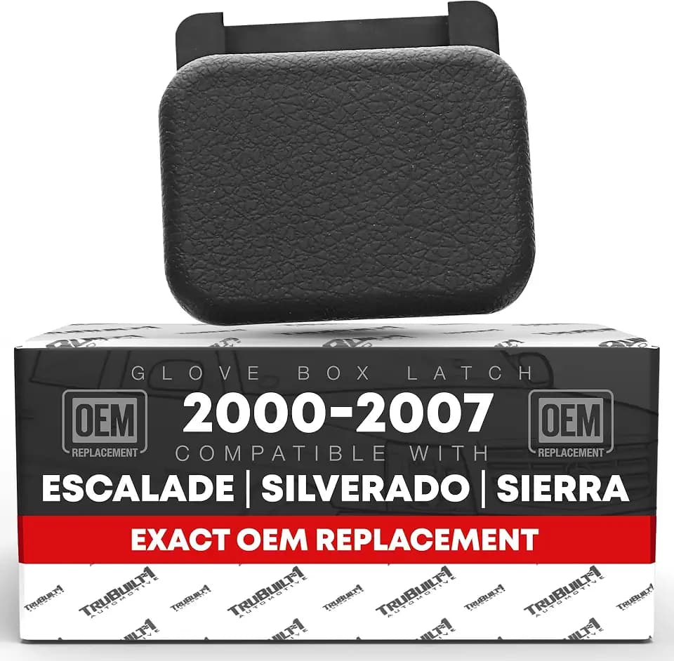 T1A Glove Box Latch - Compatible with 1999-2007 Chevrolet Silverado 1500, 2500, 3500; 99-07 GMC Sierra 1500, 2500, 3500; 02-06 Cadillac Escalade, ESV, EXT - Textured Black - OEM 15807880, 15807879
