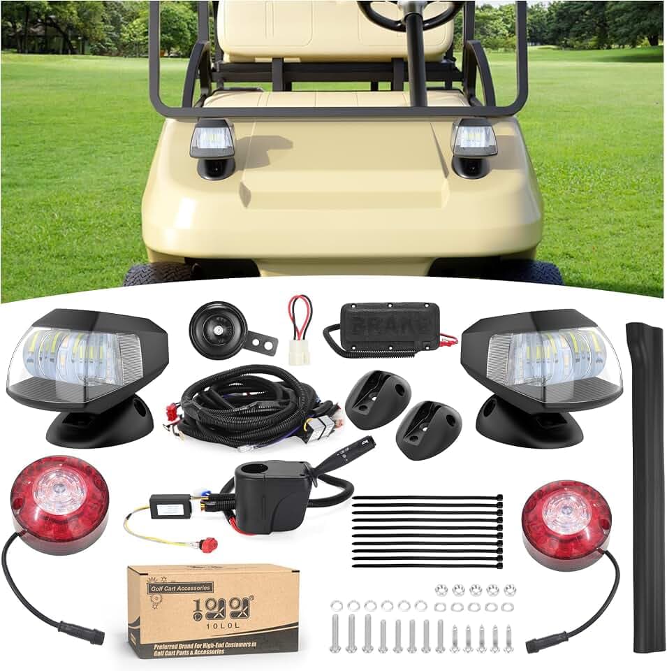 10L0L Golf Cart Deluxe Light Kit-Headlight & Taillight Set for Club Car/TXT
