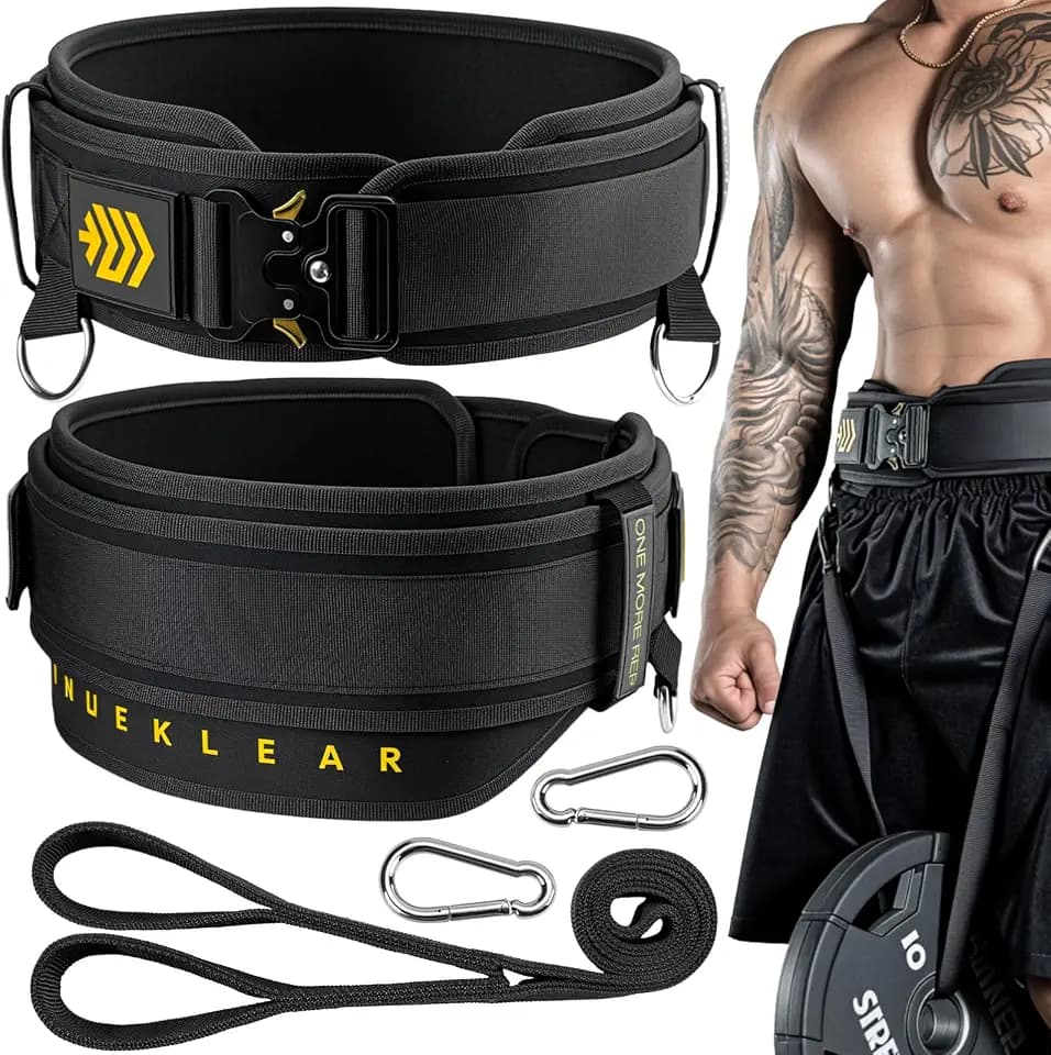 MANUEKLEAR 2-in-1 Dip Belt, Double-Layer Weight Lifting Belt