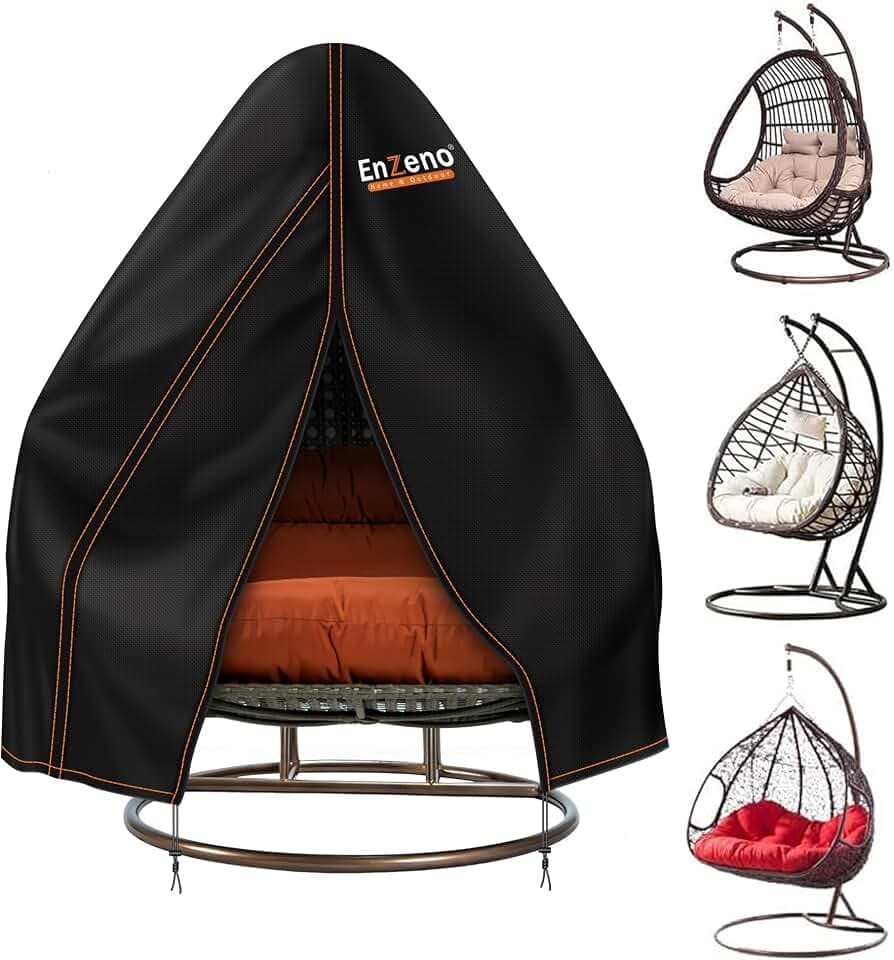 Enzeno Double Patio Egg Chair Cover Glider Covers Waterproof,Black