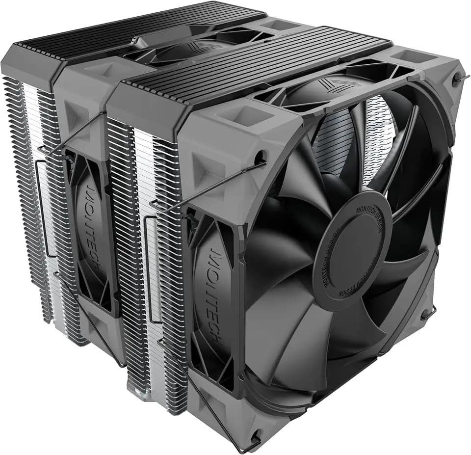 MONTECH NX600 Dual-Tower CPU Air Cooler, 6 Heat Pipes, 2 PWM Fans, Black