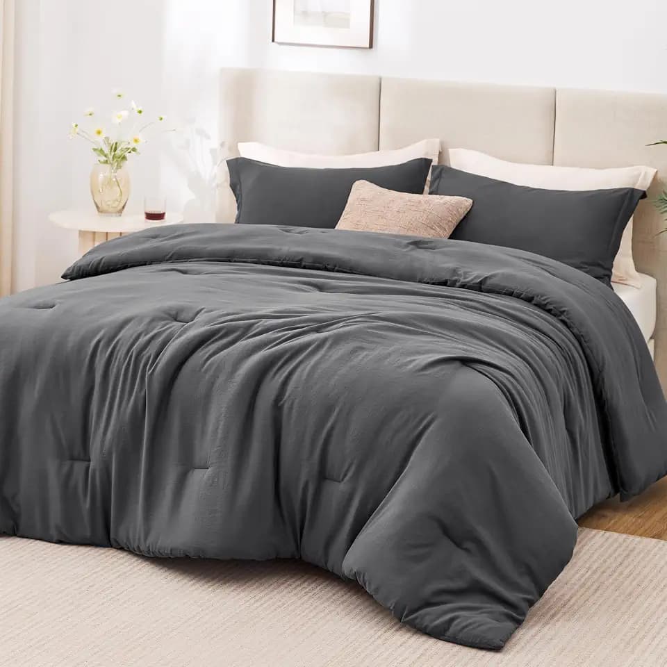 Love's cabin Dark Grey Twin/Twin XL Comforter Set, 2-Piece Bed Set