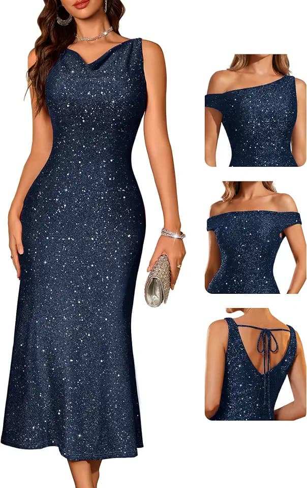 BeryLove Formal Wedding Guest Formal Sequin Long Bodycon Homecoming Dress
