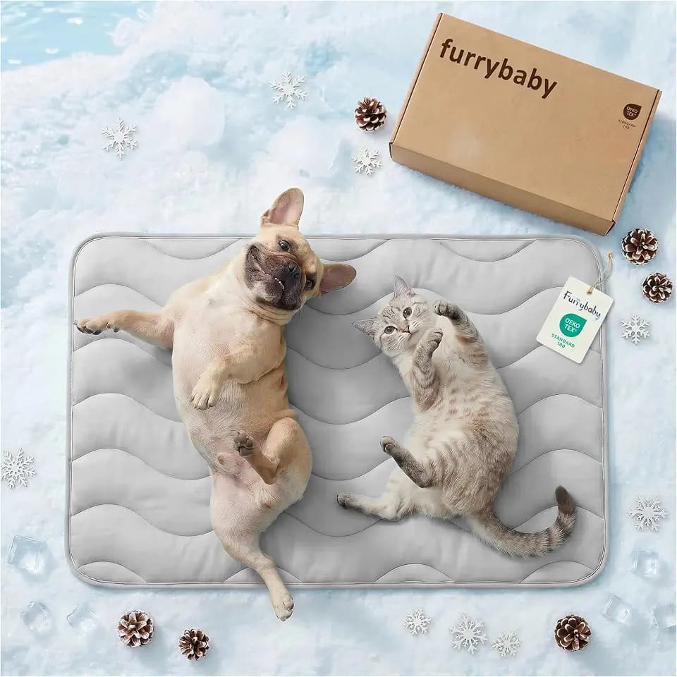 furrybaby Dog Cooling Mat,Self Cooling Mat for Medium Dogs& Cats,Grey