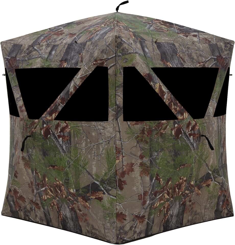 Barronett Blinds® Road Runner™, Lightweight Pop-Up Hub Hunting Blind 67” Tall, Zipperless Silent Windows, Shoot-Through Mesh, Bloodtrail® Backwoods Camo, RR201BW