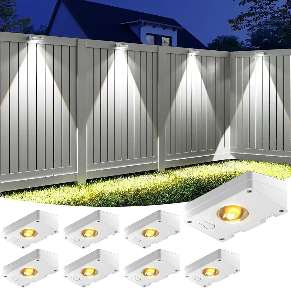 VOLISUN Solar Fence Lights Outdoor 8 Pack, 3 Color Temperatures Solar Light