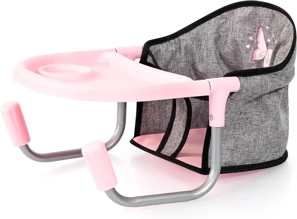Bayer Design Doll Table Seat, High Chair for 18 Inch Dolls, Pink Butterfly